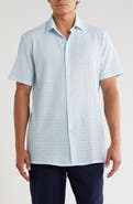 T.R. PREMIUM Textured Knit Short Sleeve Button-Up Shirt