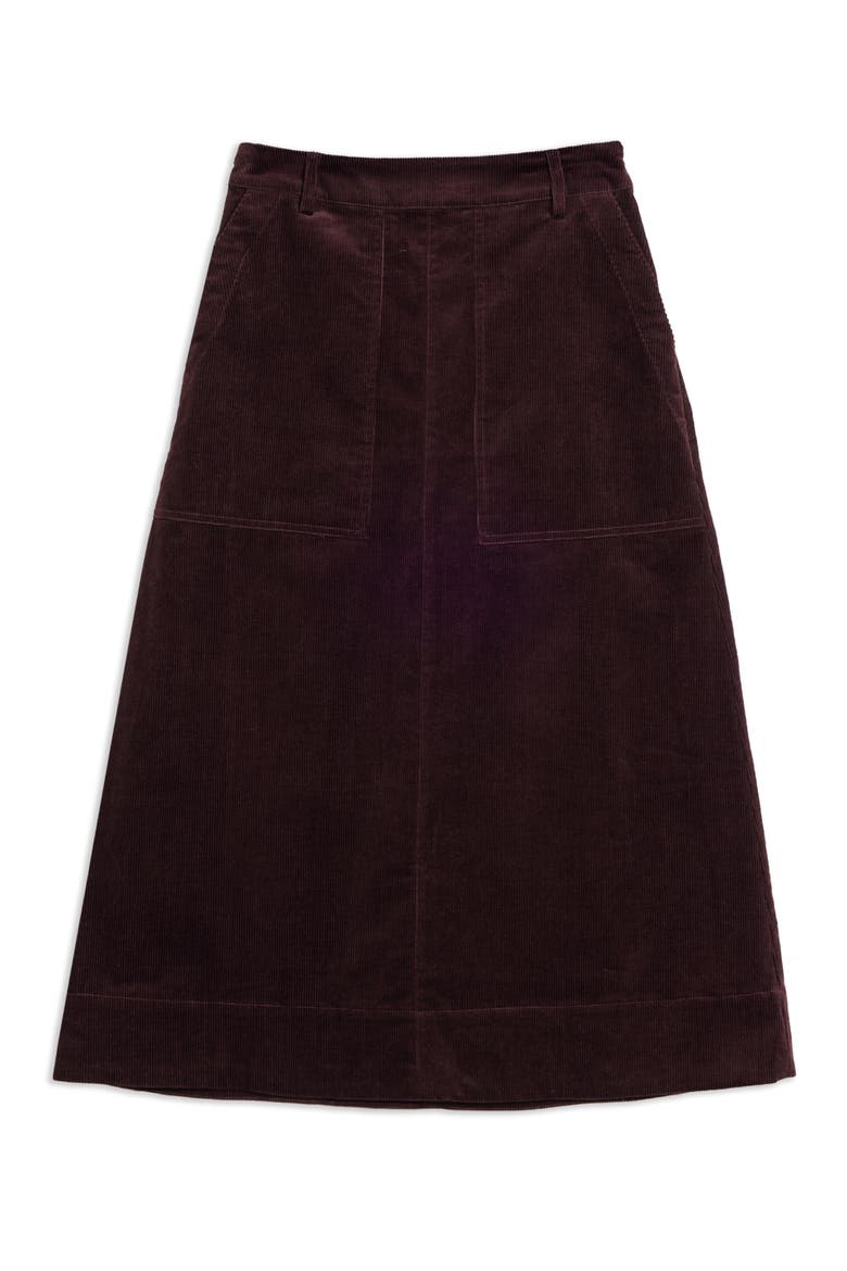 Cord A-Line Skirt, Alternate, color, Burgundy