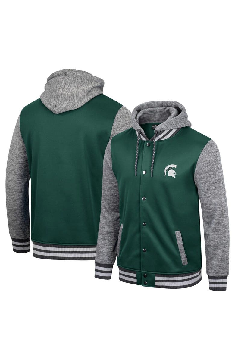 COLOSSEUM Men's Colosseum Green Michigan State Spartans Robinson Hoodie Full-Snap Jacket, Main, color, 