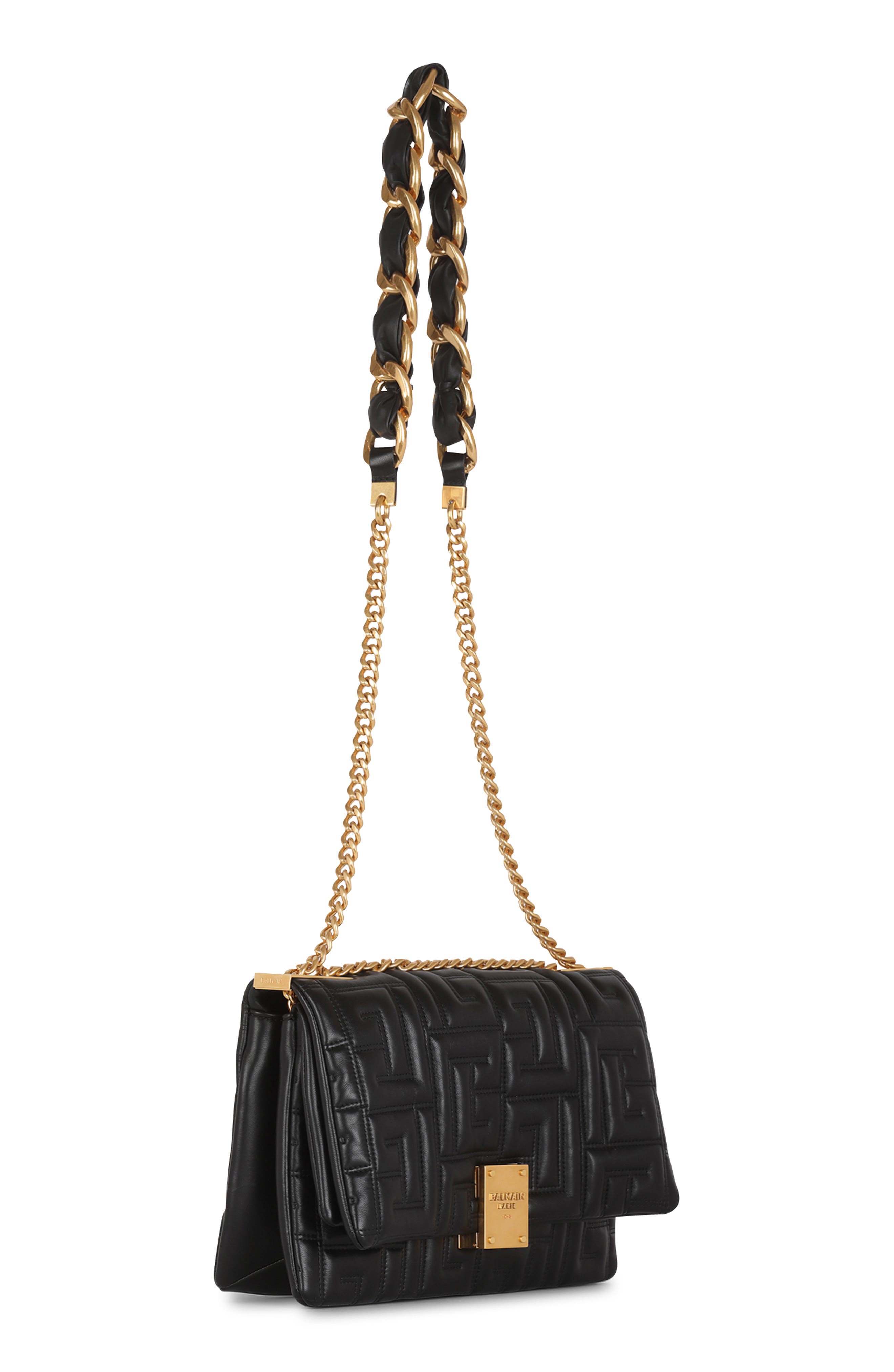 Balmain Small 1945 Soft Monogram Quilted Lambskin Crossbody Bag, Alternate, color, 