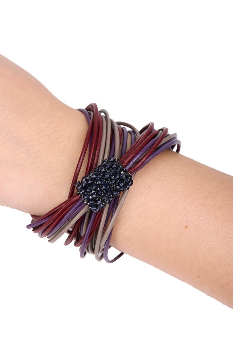 SAACHI Multi Strand Faux Leather Cord Necklace, Alternate, color, Red Multi