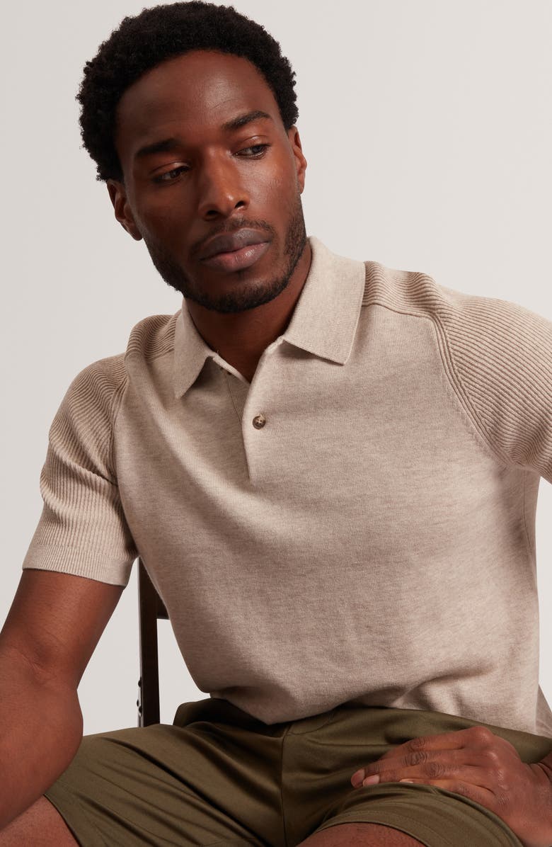 Ted Baker Otiso Cotton & Wool Polo, Alternate, color, Taupe
