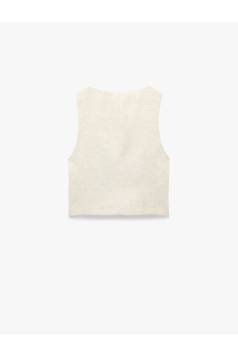 Linen Blend Square Collar Crop Vest, Alternate, color, BEIGE