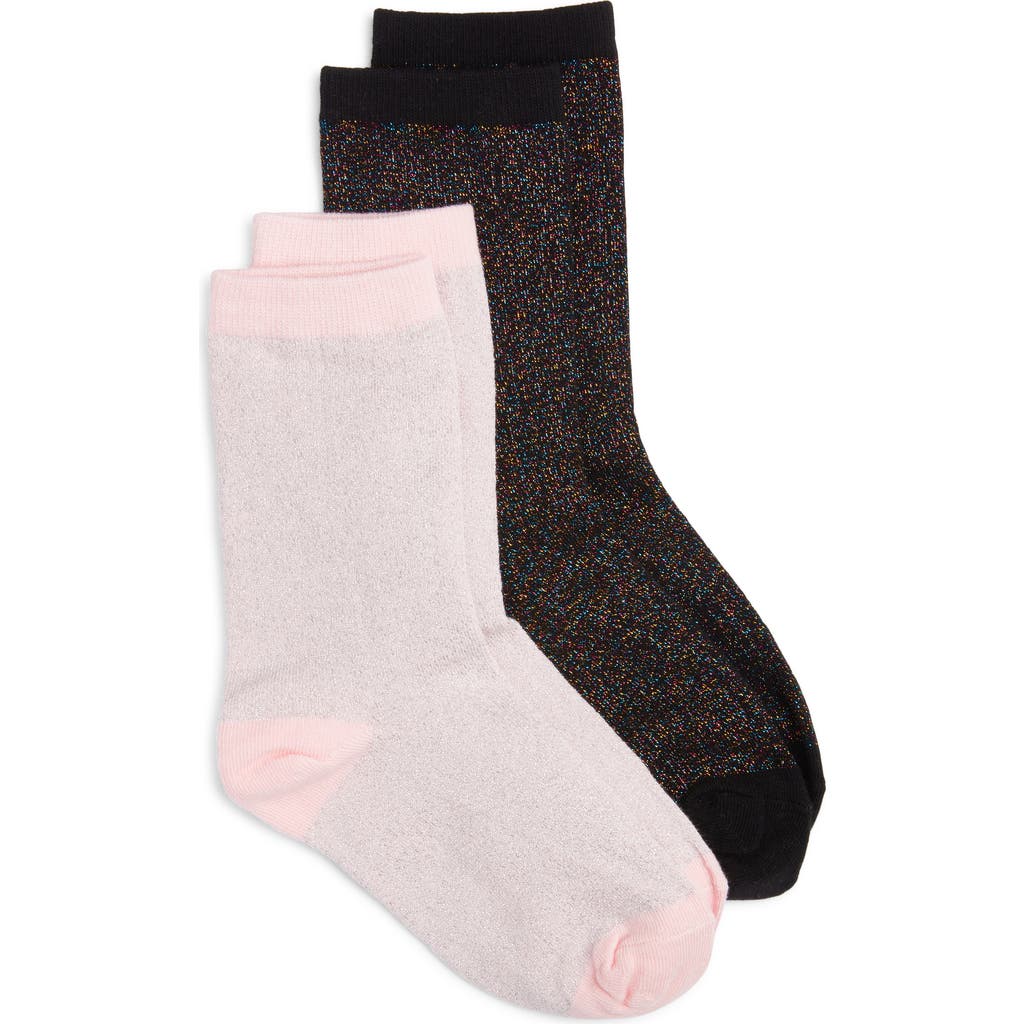 HIGH HEEL JUNGLE Assorted 2-Pack Metallic Crew Socks in Multi Black, Pink  product