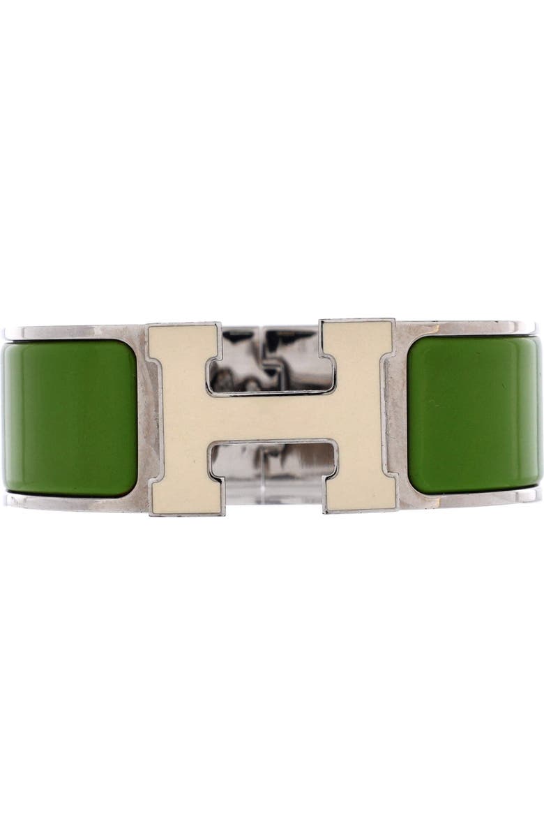 Pre-Owned Hermes Clic H Bracelet Enamel Wide, Main, color, Green