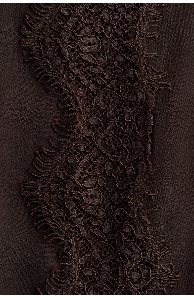 H&M Lace-trimmed viscose dress, Alternate, color, Dark Brown