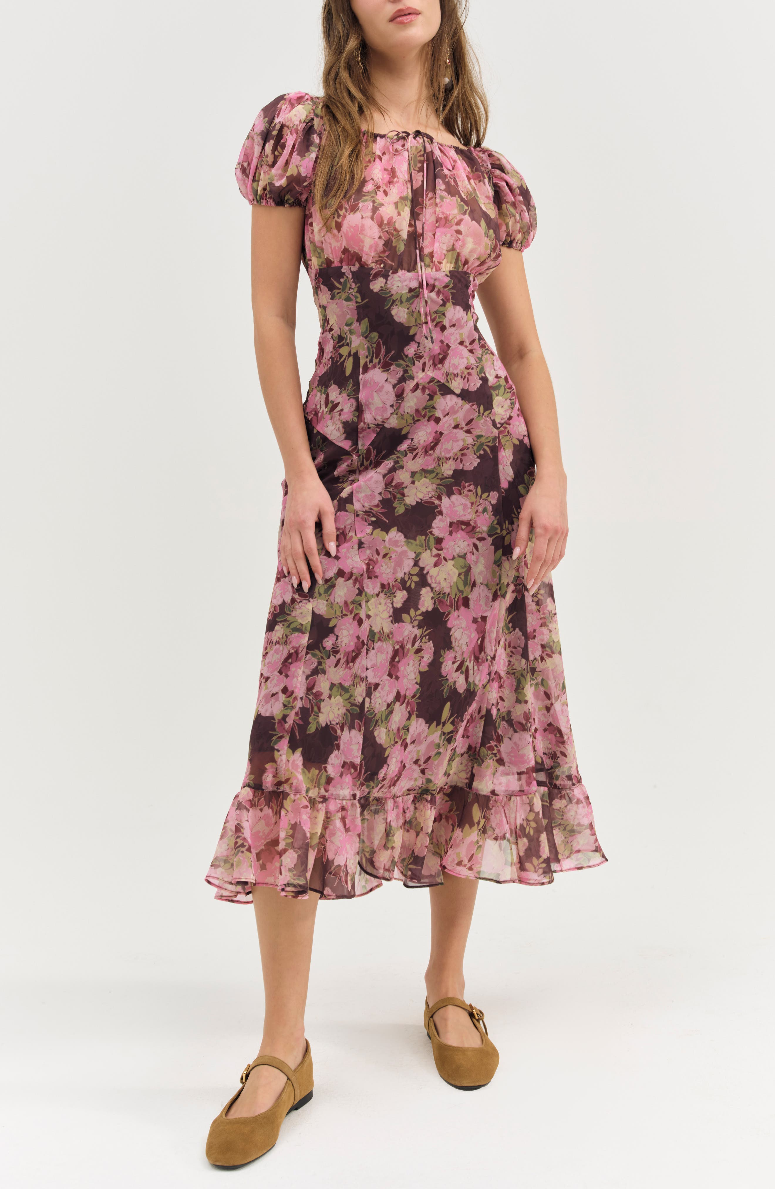 For Love & Lemons Adeline Floral Midi Dress