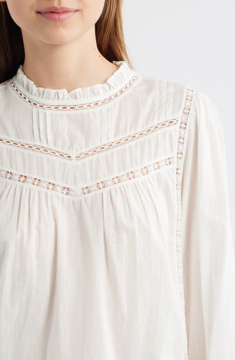 Rails Reyna Lace Inset Cotton Peasant Top, Alternate, color, White