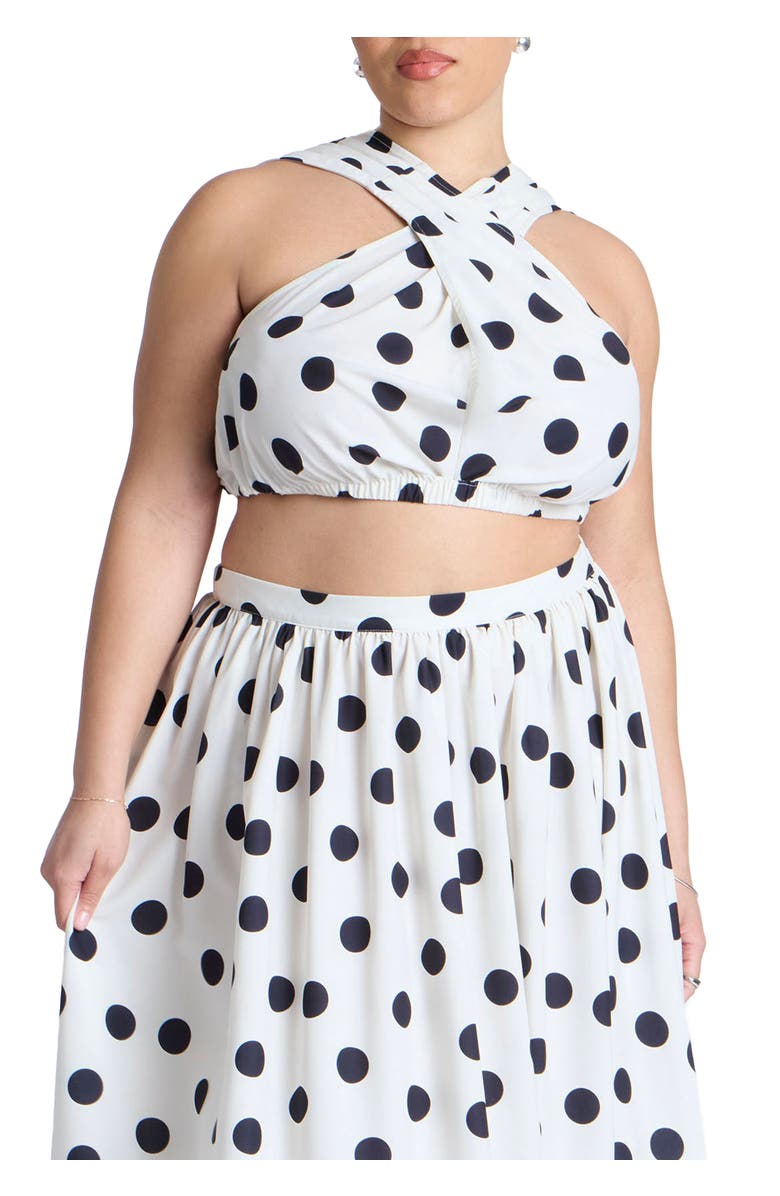 ELOQUII Shirred Wrap Crop Top, Main, color, Paint Dot