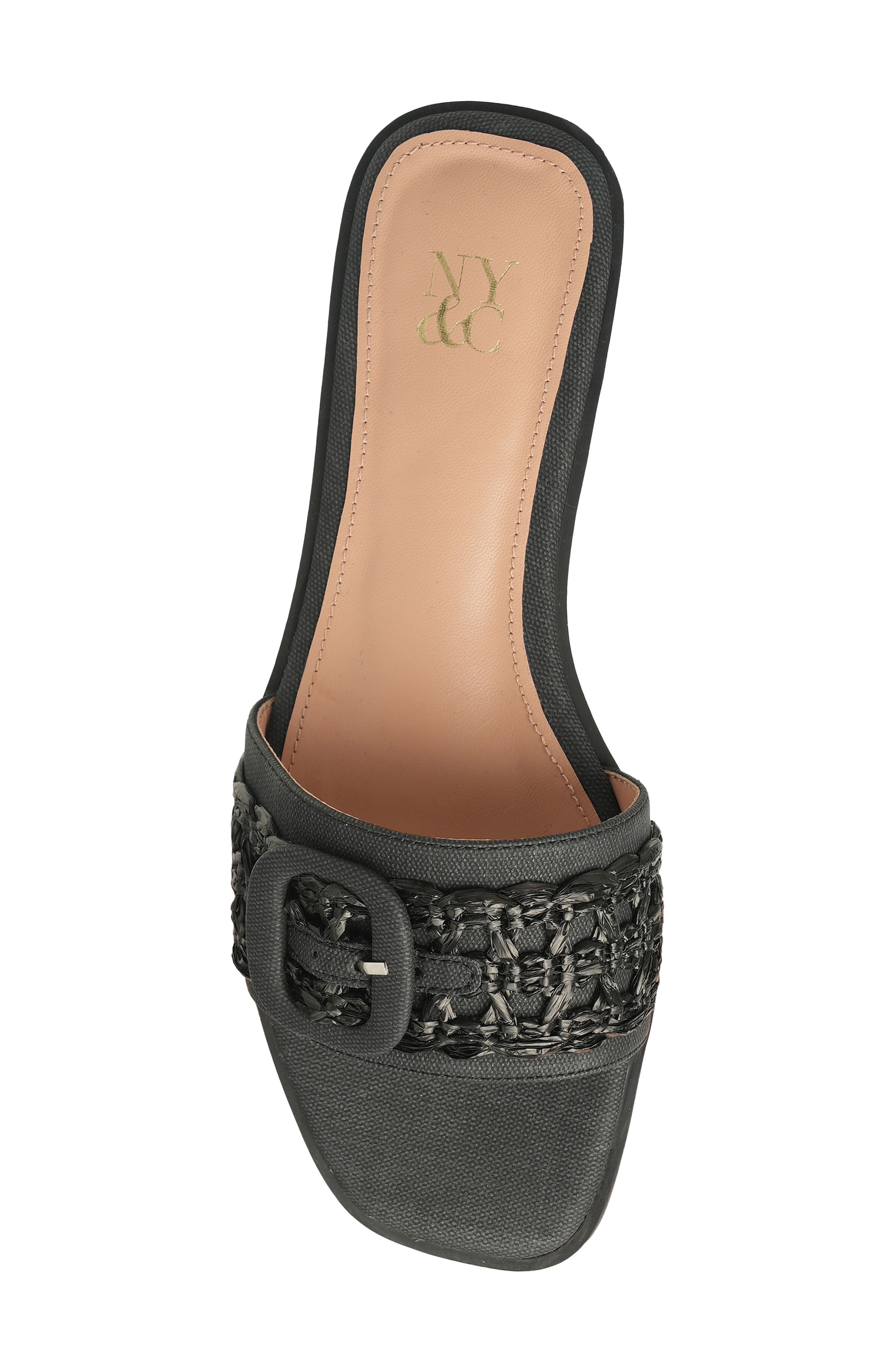 NEW YORK AND COMPANY Amber Woven Buckle Slide Sandal, Alternate, color, Black