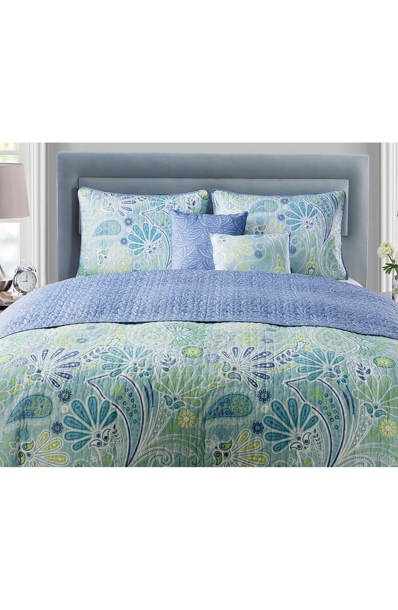 VCNY HOME Harmony Reversible Blue Paisley Quilt Set - King, Alternate, color, Blue