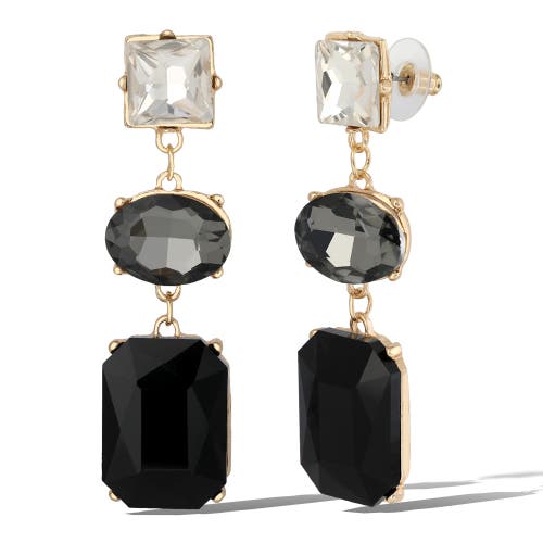 Jessica Simpson Black Crystal Drop Earrings In Black