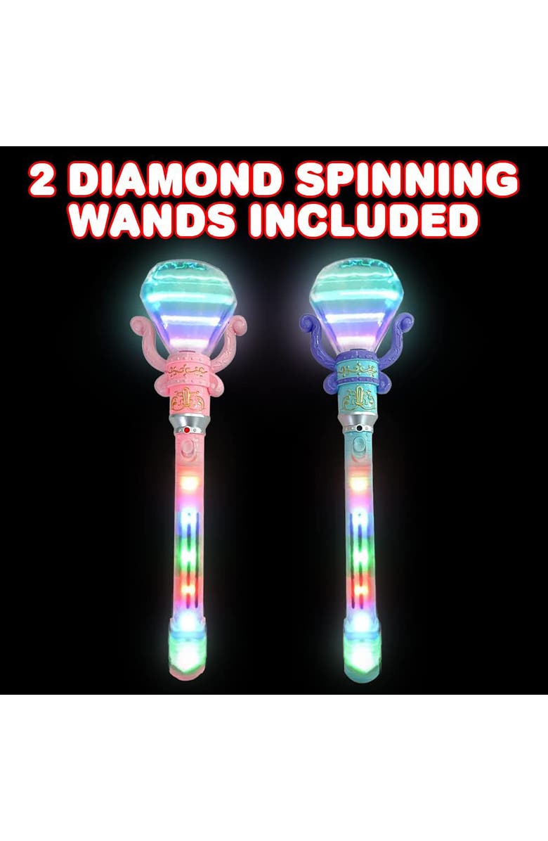ArtCreativity Lightup Spinning Diamond Wands 2 Pack Pink & Blue, 14" Fairy, Alternate, color, Multicolored