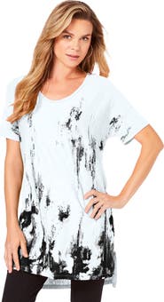Roaman's Plus Size Printed Slub Tunic Top