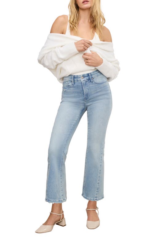 GOOD AMERICAN GOOD AMERICAN SOFT-TECH GOOD LEGS HIGH WAIST DISTRESSED CROP MINI BOOTCUT JEANS 