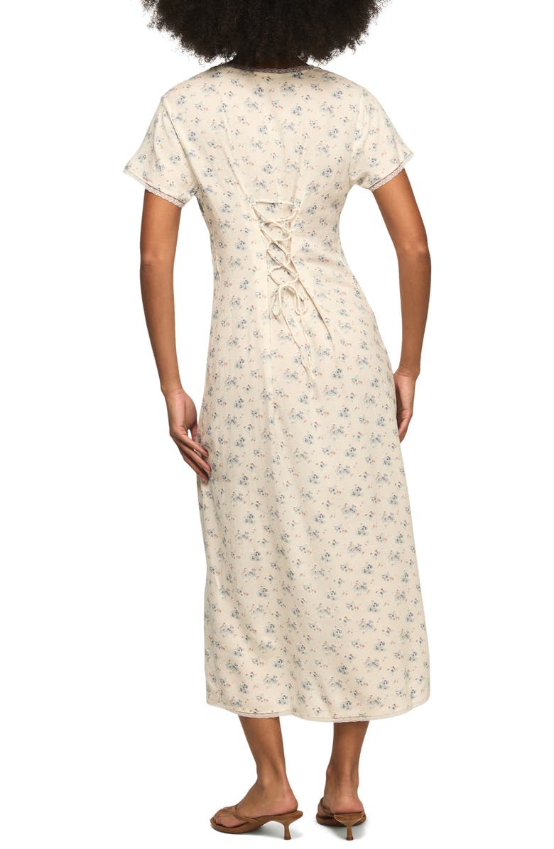 Lucky Brand Simone Floral Midi Dress, Alternate, color, Cream Floral