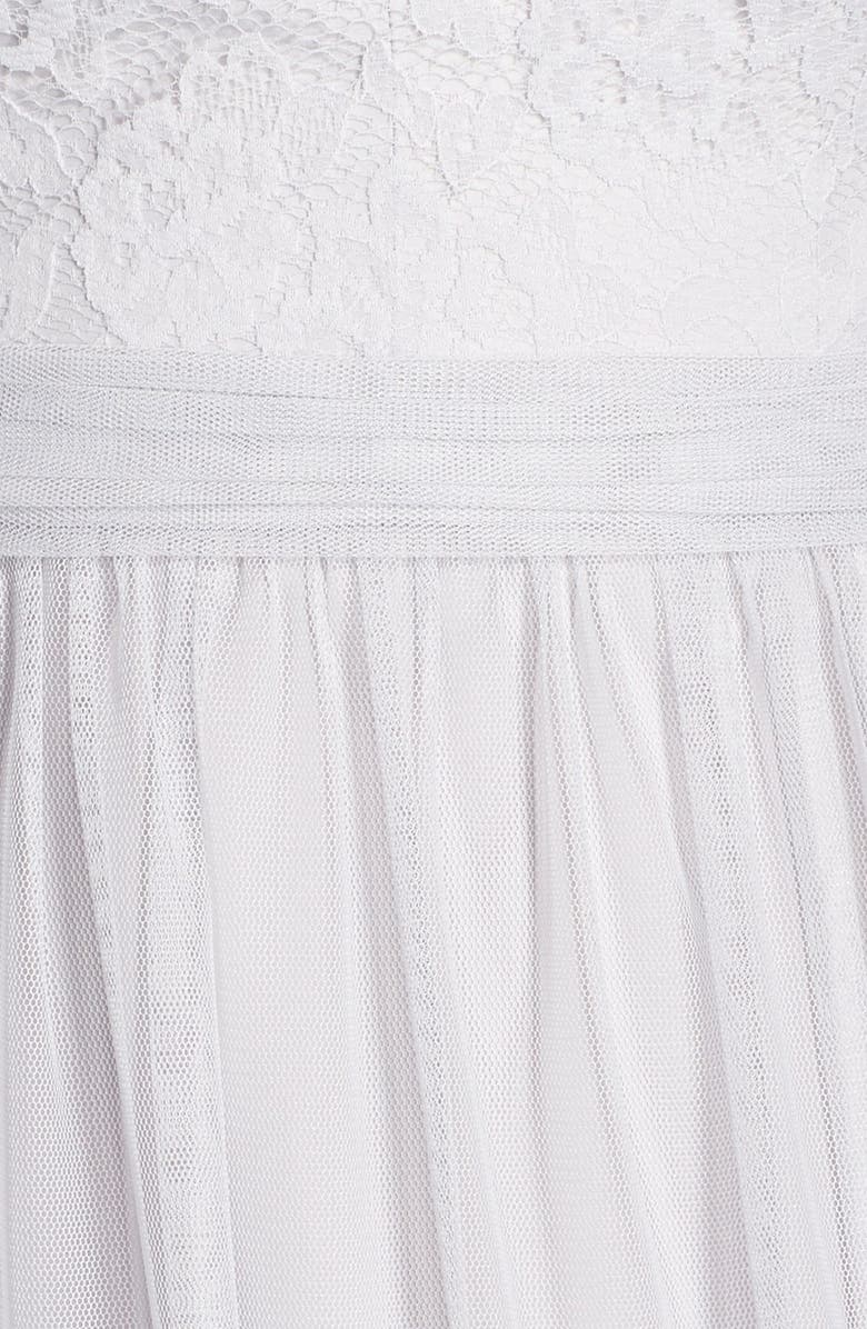 Amsale One-Shoulder Lace & Tulle Gown, Alternate, color, 