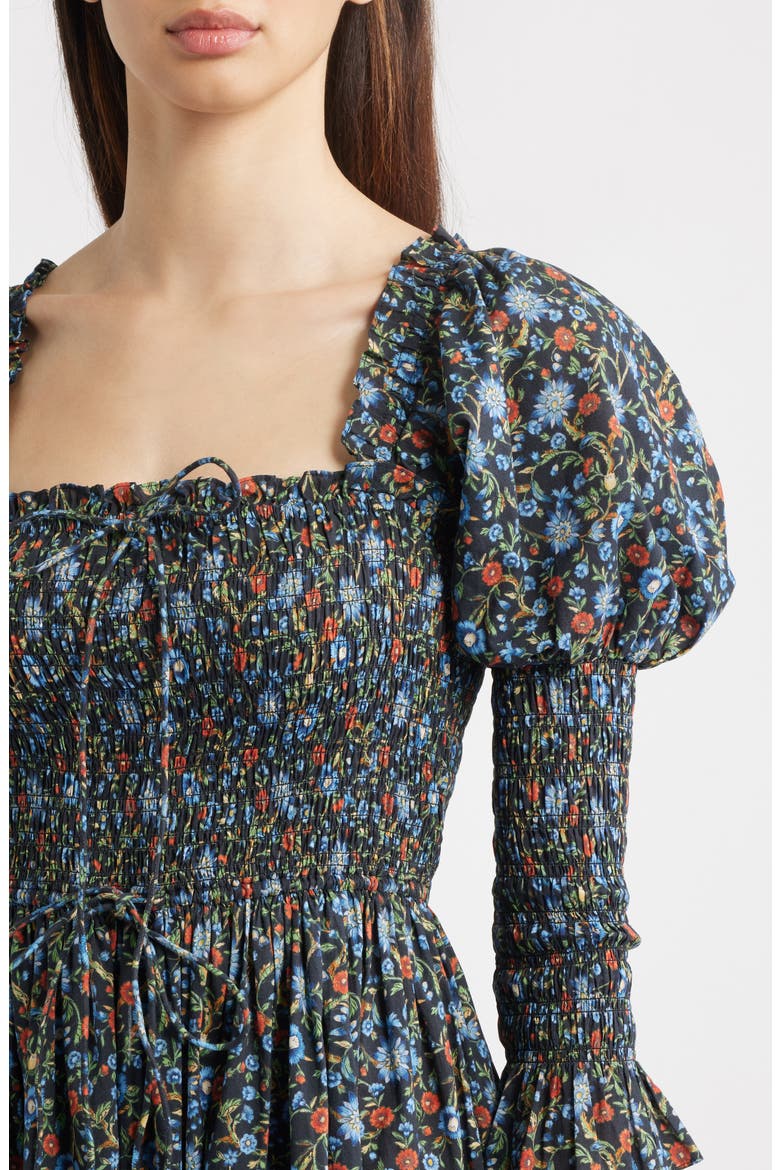 Bijou Floral Midi Dress, Alternate, color, NOIR PRAIRIE DE MONTAGNE