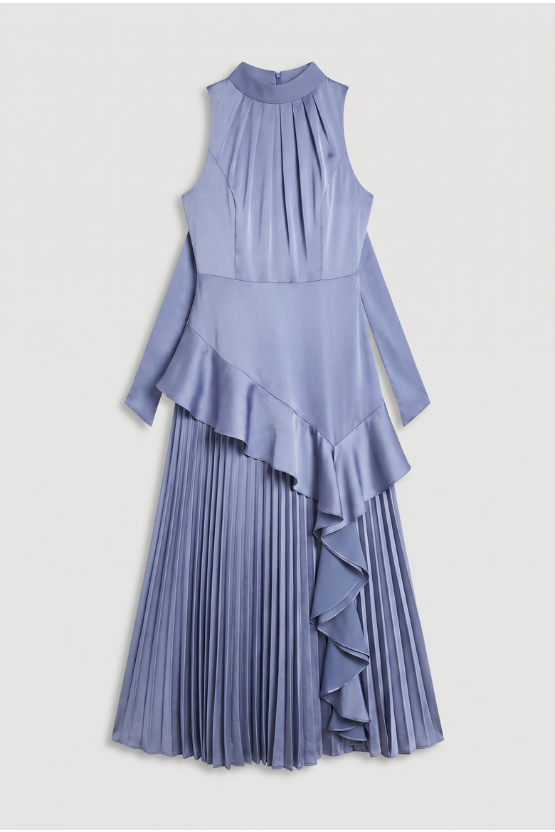 Satin Crepe Dress, Alternate, color, Blue
