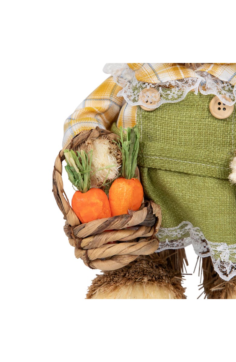 Northlight Girl Sisal Rabbit with Easter Basket Figure - 13.75" - Yellow and Green, Alternate, color, Yellow