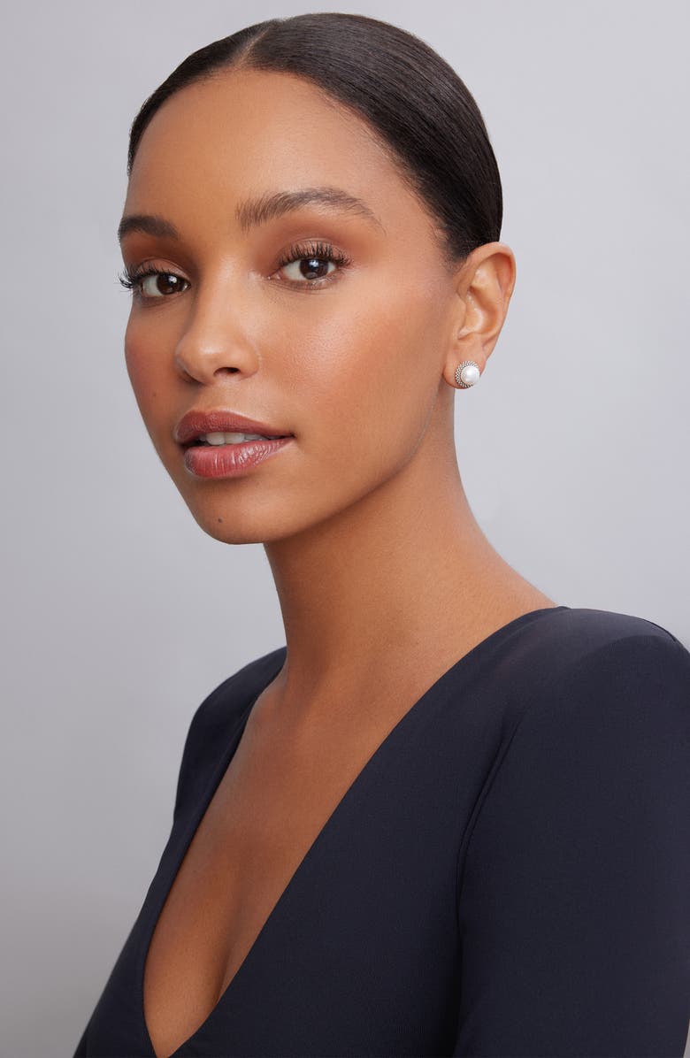 LAGOS Luna Pearl Stud Earrings, Alternate, color, Silver/ Pearl