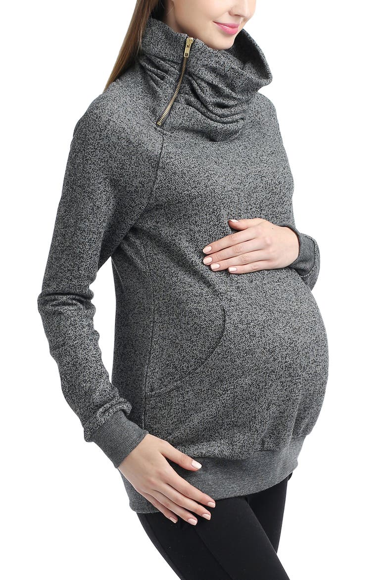 Thea Gathered Maternity Sweatshirt, Alternate, color, Gray