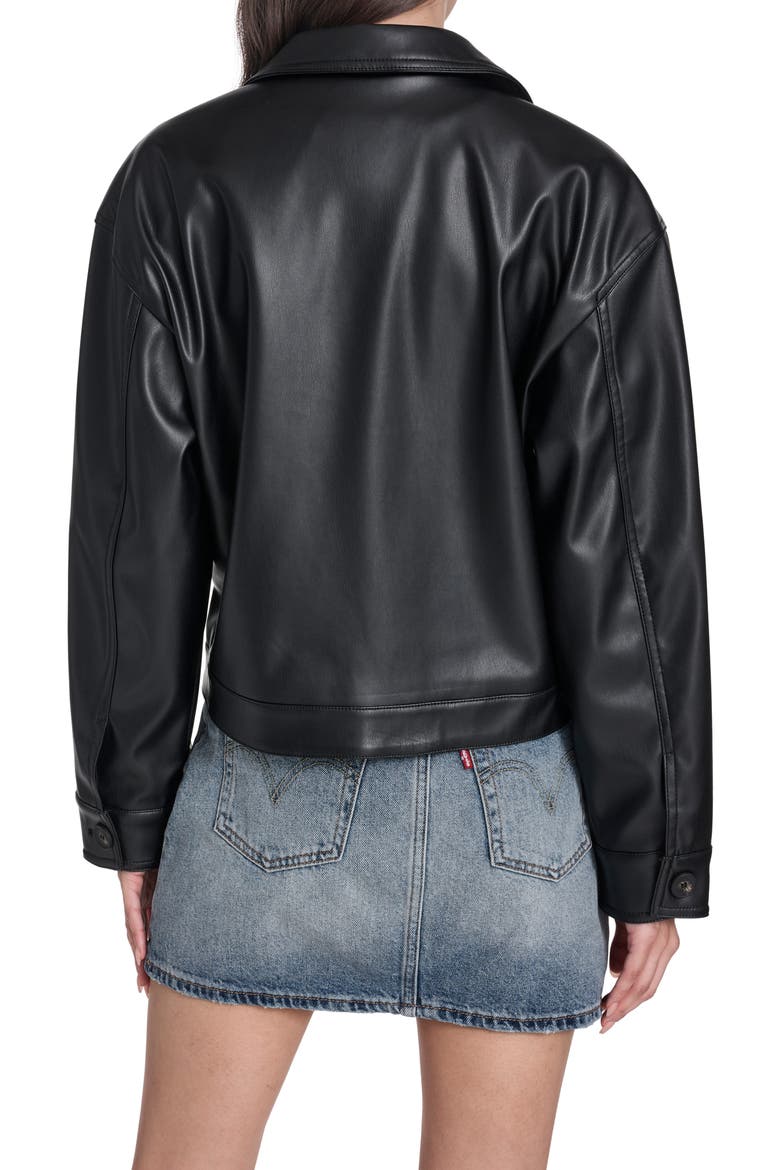 Faux Leather Shirt Jacket, Alternate, color, BLACK