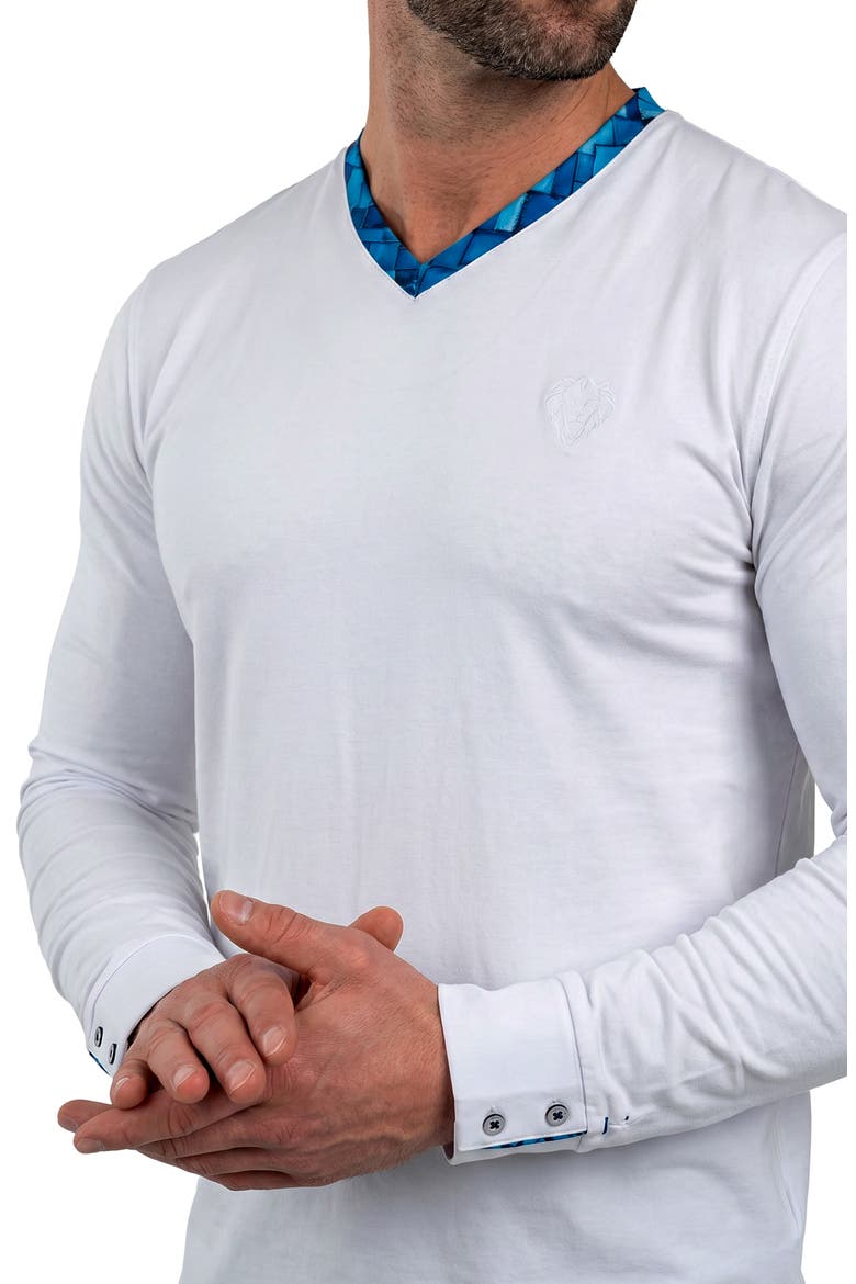 Edison Stretch Cotton Long Sleeve V-Neck T-Shirt, Alternate, color, WHITE