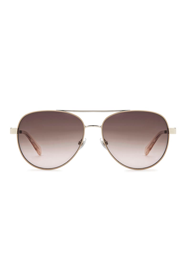 58mm Gradient Pilot Sunglasses, Main, color, BROWN GOLD/ BROWN
