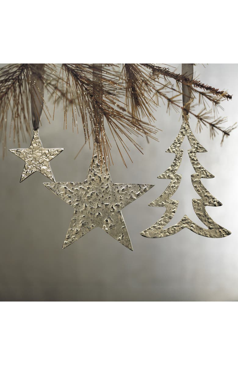 Zodax Set of 6 Cast Aluminum Christmas Tree Ornaments, Alternate, color, Silver