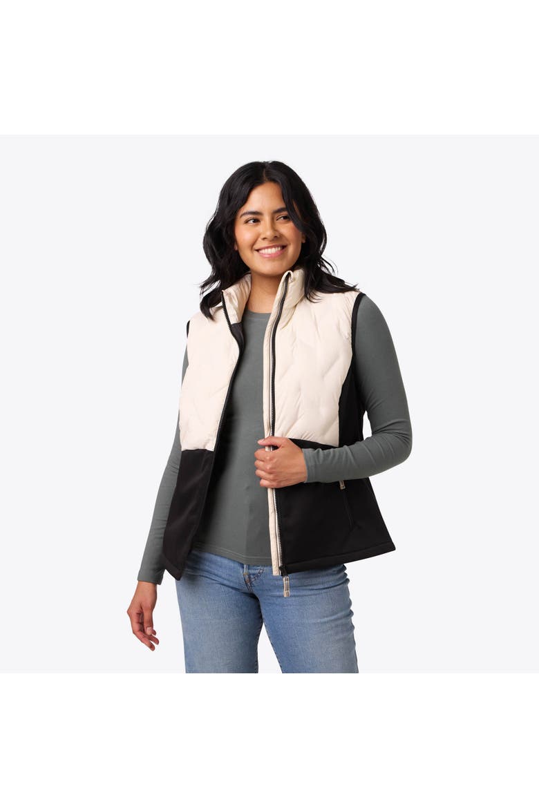 Women's Natural Down Hybrid Heated Vest, Main, color, Black/Cream