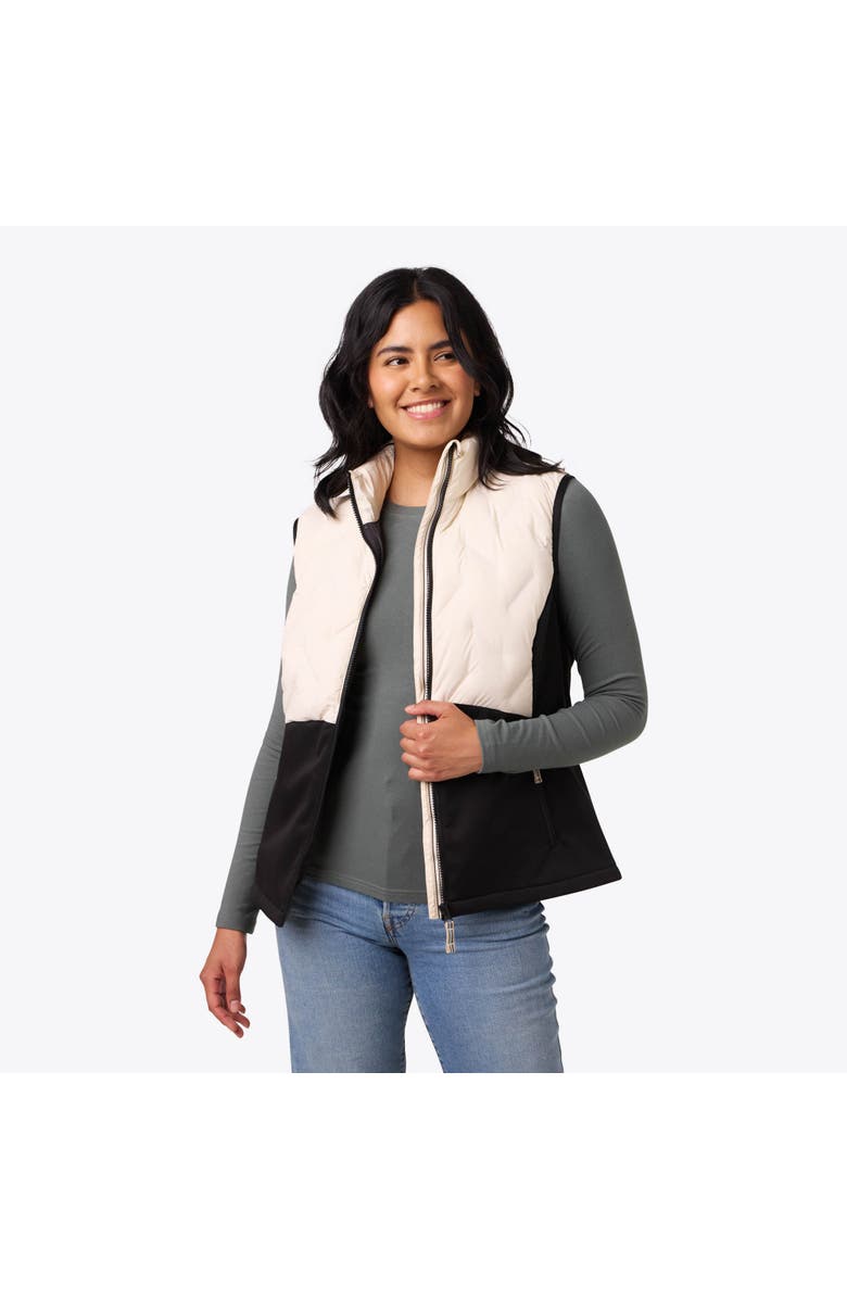 Mobile Warming Women's Natural Down Hybrid Heated Vest, Main, color, Black/Cream
