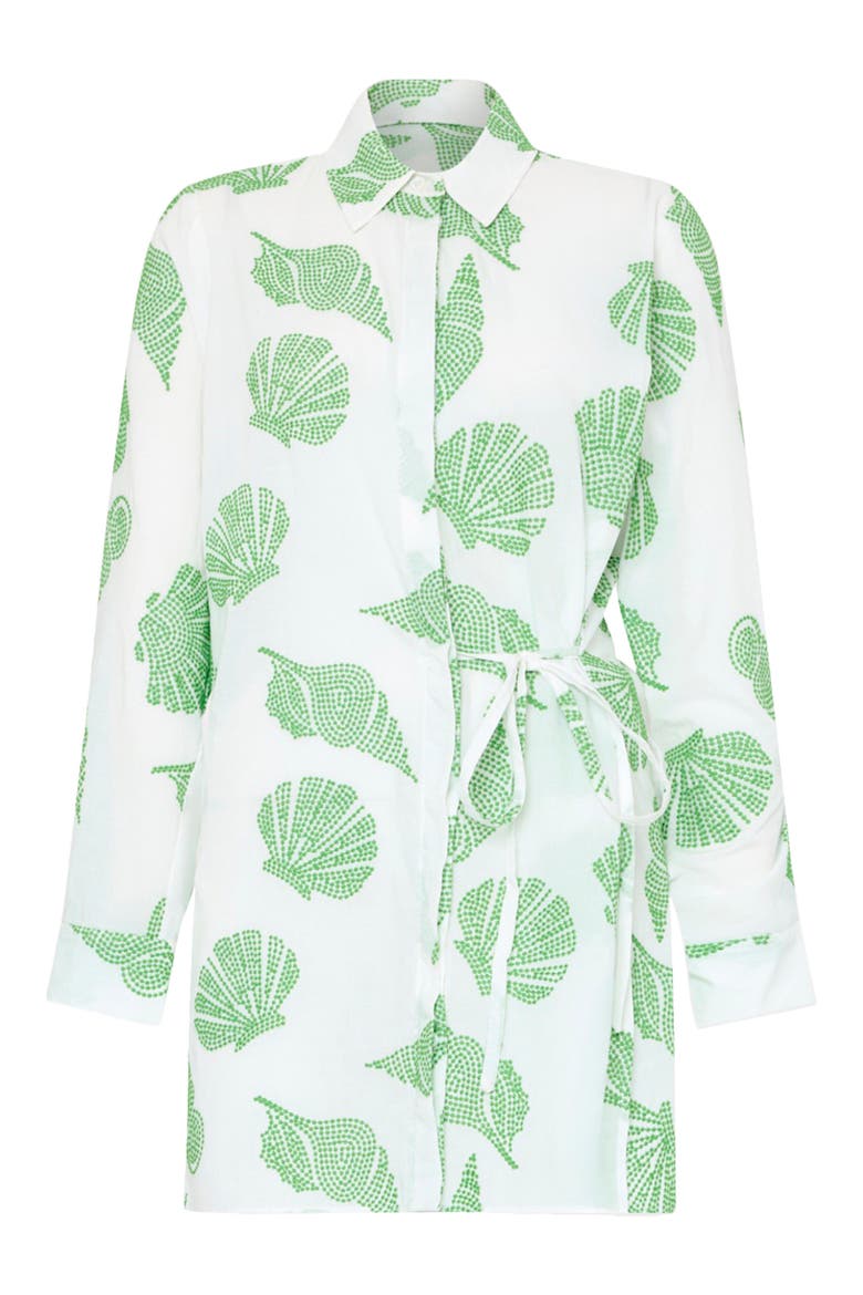 Cleo Embroidered Cover-Up Minidress, Alternate, color, WHITE/ GREEN