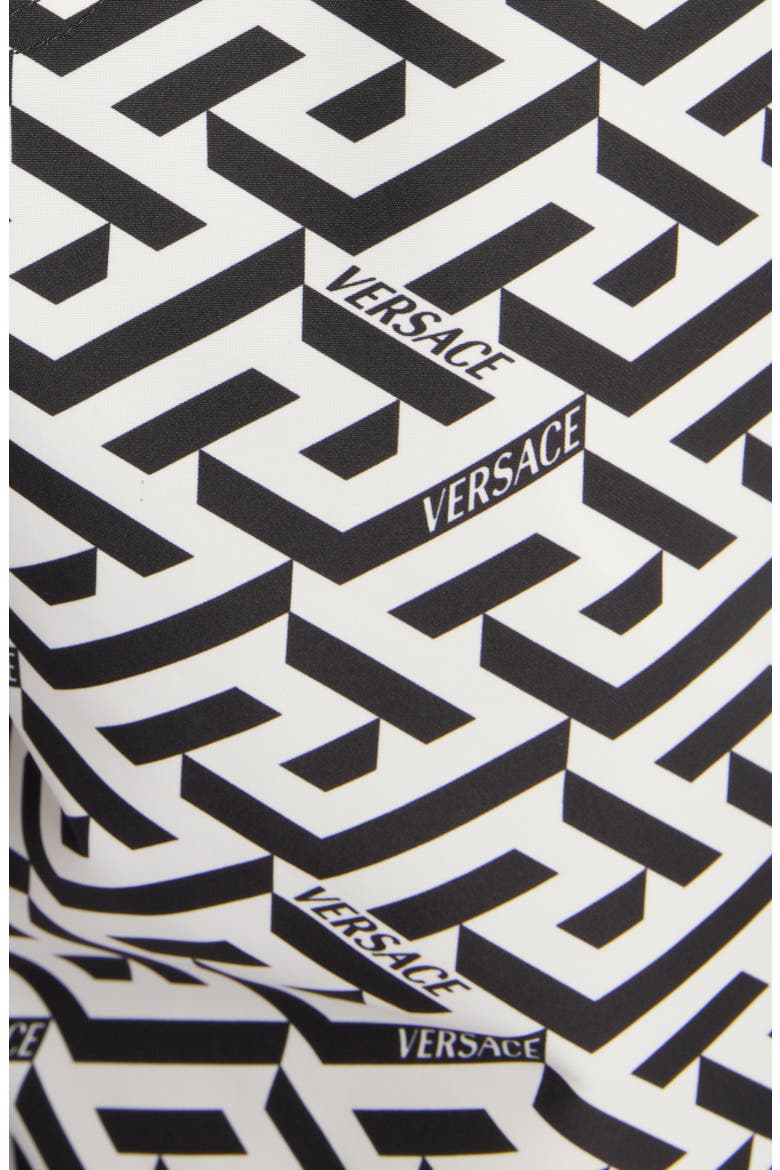 Grecca Print Swim Trunks, Alternate, color, WHITE/ BLACK