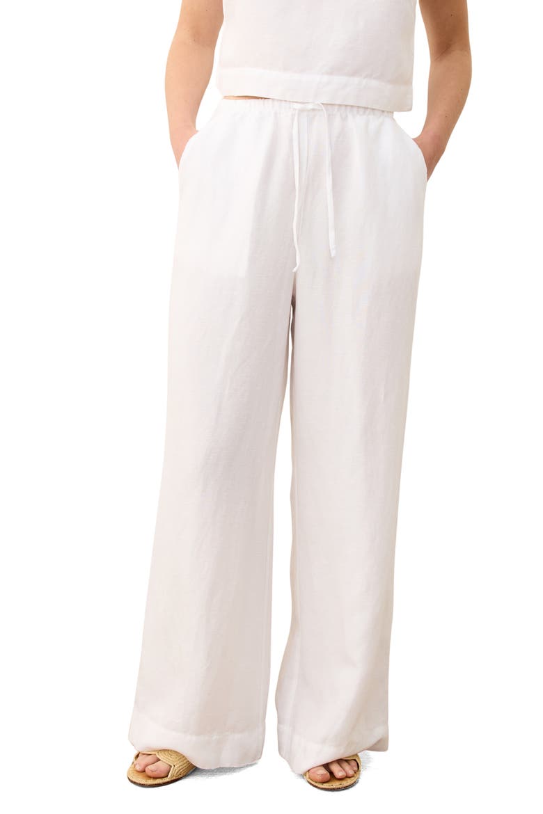 Linen Blend Wide Leg Pants, Main, color, BRIGHT WHITE