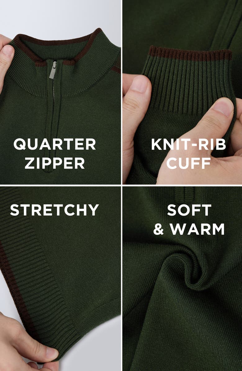 XRAY Kids' RAW X Shoulder Detail Quarter Zip Sweater, Alternate, color, Olive