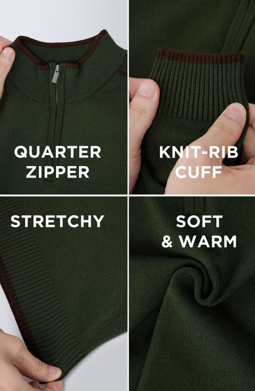 X-ray Xray Kids' Raw X Shoulder Detail Quarter Zip Sweater In Green