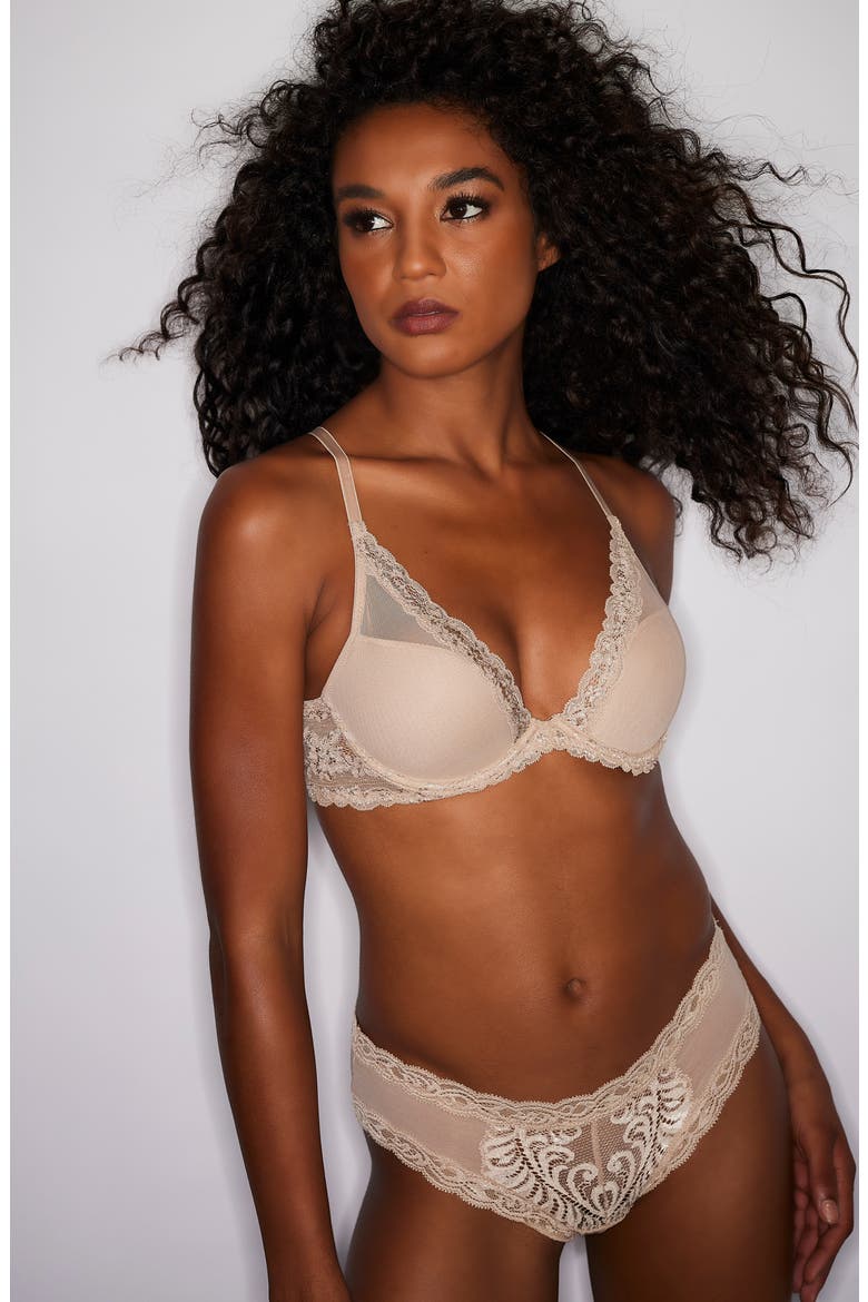 Luxe Plunge T-Shirt Bra, Alternate, color, CAFE