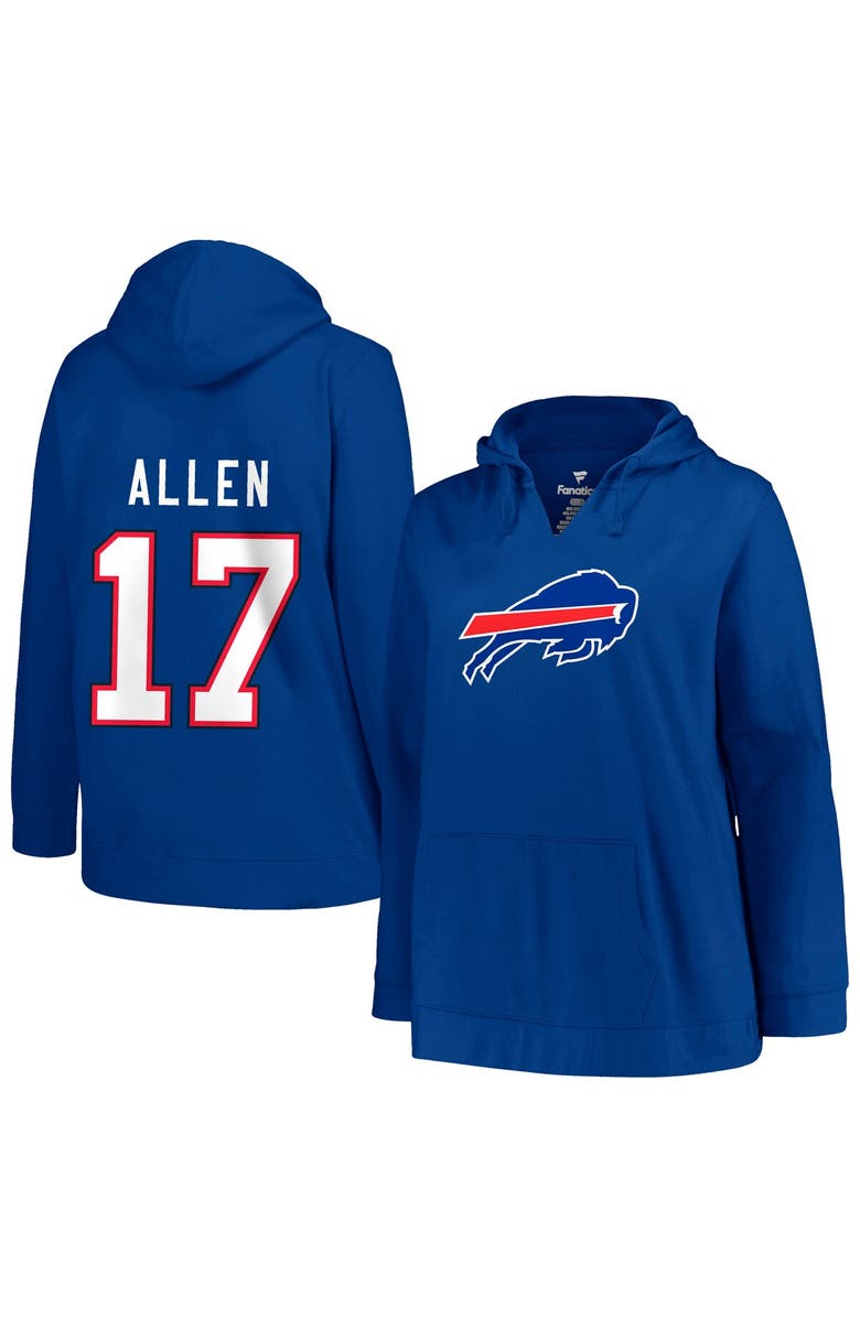 PROFILE Women's Profile Josh Allen Royal Buffalo Bills Plus Size Player Name & Number Pullover Hoodie, Main, color, 