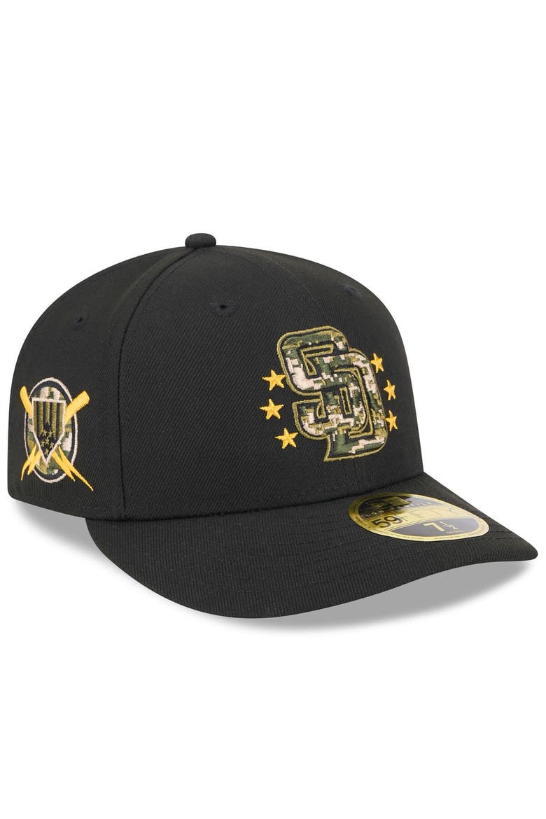 Men's New Era  Black San Diego Padres 2024 Armed Forces Day Low Profile 59FIFTY Fitted Hat, Main, color, Black