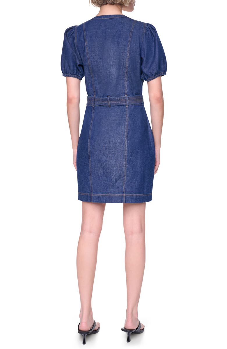 DKNY Crosby Belted Puff Sleeve Denim Dress, Alternate, color, 