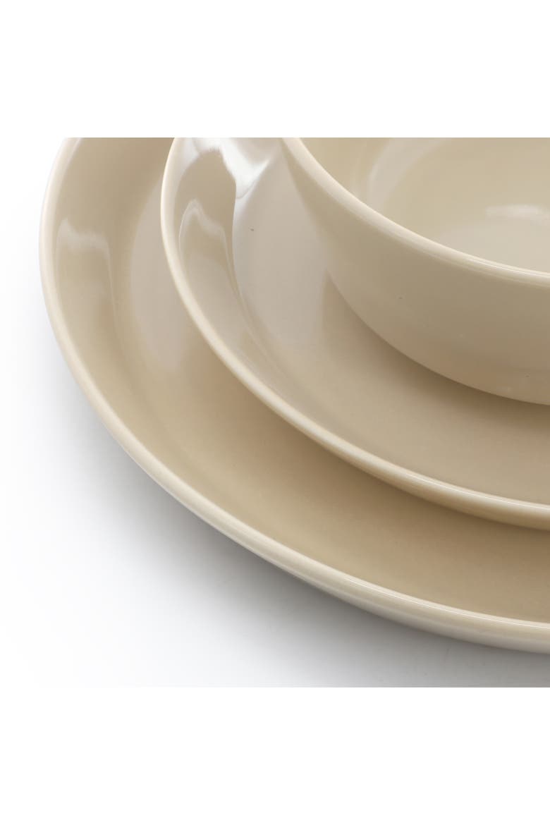 12 Piece Round Stoneware Dinnerware Set, Alternate, color, White