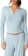 EDIKTED Kait Long Sleeve Crop Henley