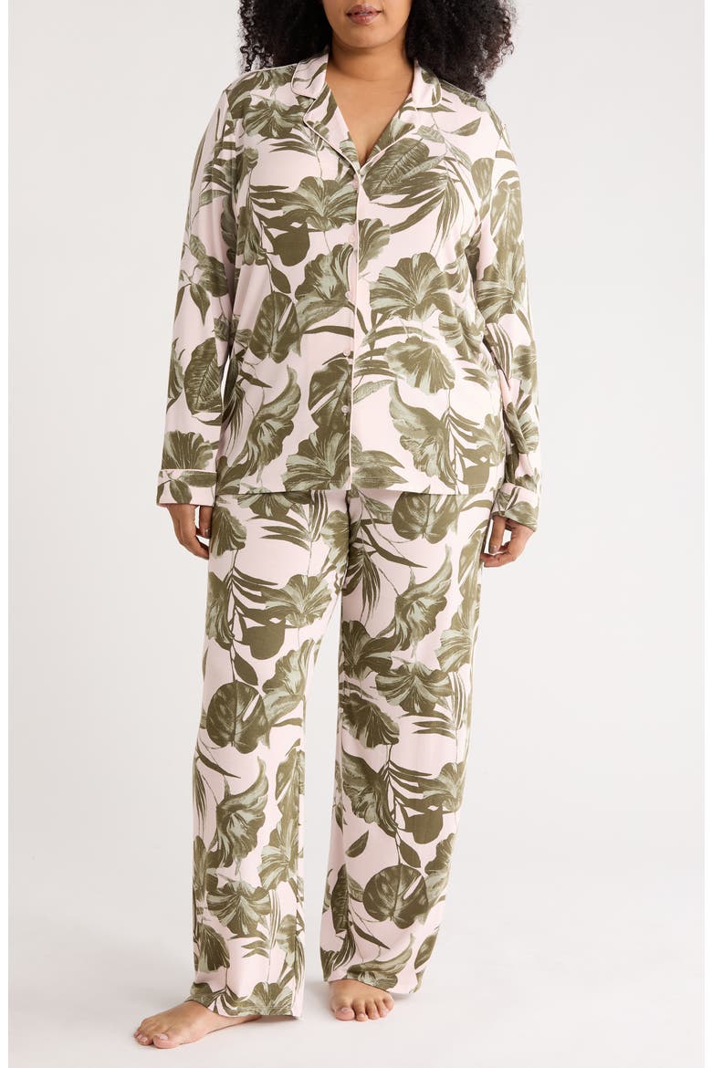 Moonlight Eco Knit Pajamas, Main, color, PINK- OLIVE SKETCH TROPIC
