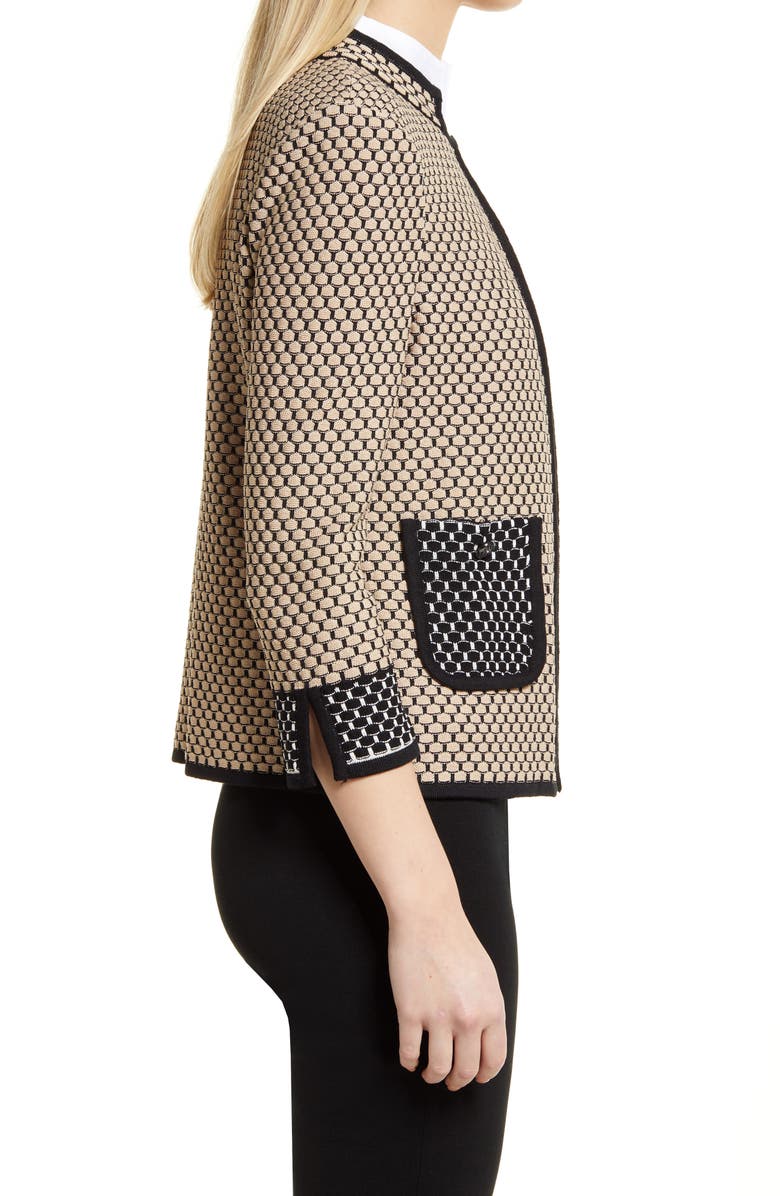 Ming Wang Contrast Pocket Textured Knit Jacket, Alternate, color, 