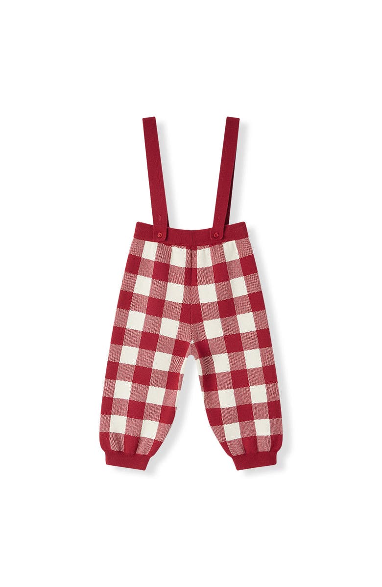 Milkbarn Knit Suspender Pants, Alternate, color, Red Gingham