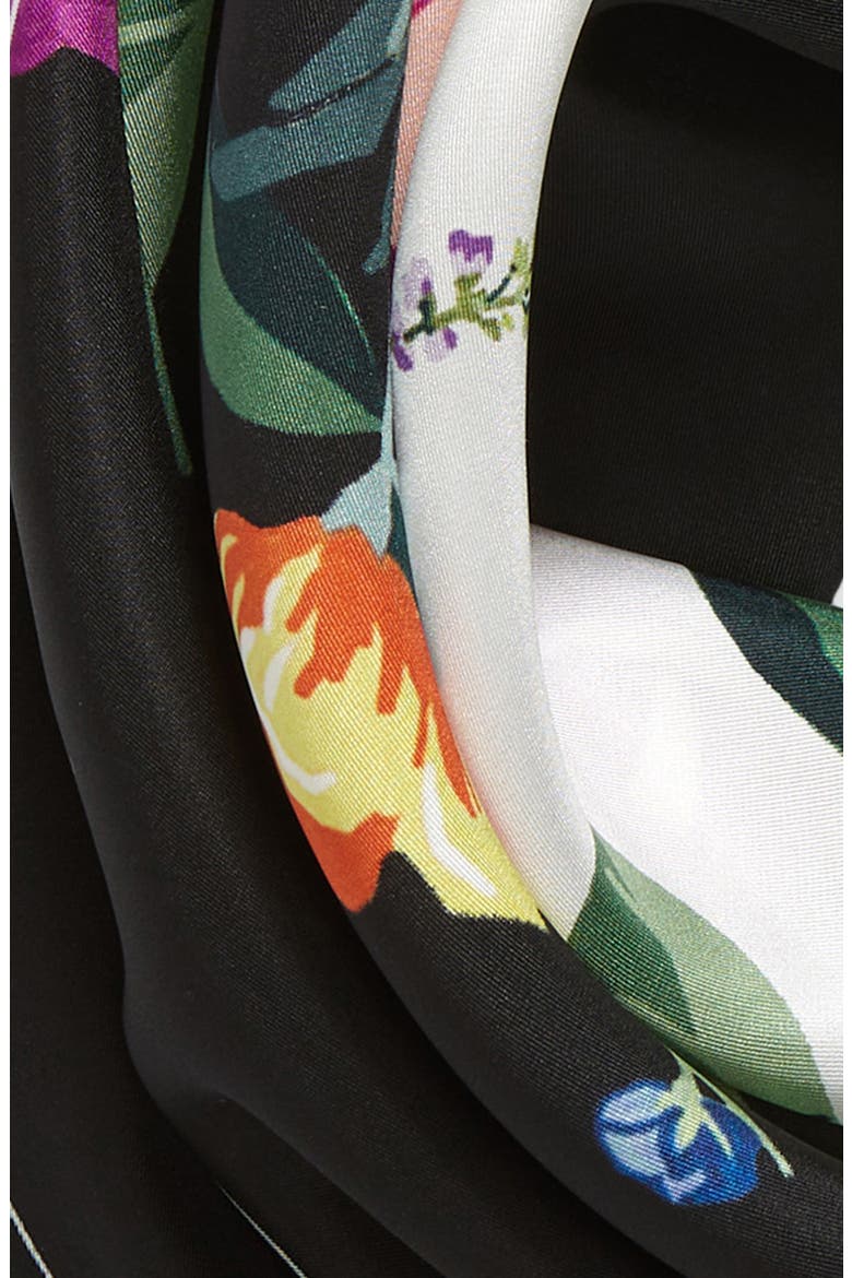 Floral Monogram Silk Square Scarf, Alternate, color, 004 WHITE FLORAL