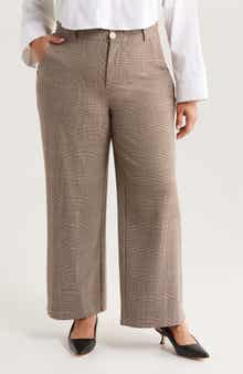 Wit & Wisdom Skyrise Glen Plaid Pleated Wide Leg Trousers