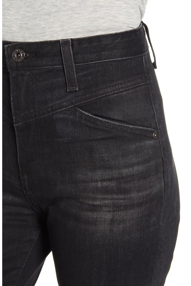Isabelle X High Waist Ripped Raw Hem Ankle Jeans, Alternate, color, 2YRS DISTINCT BLACK