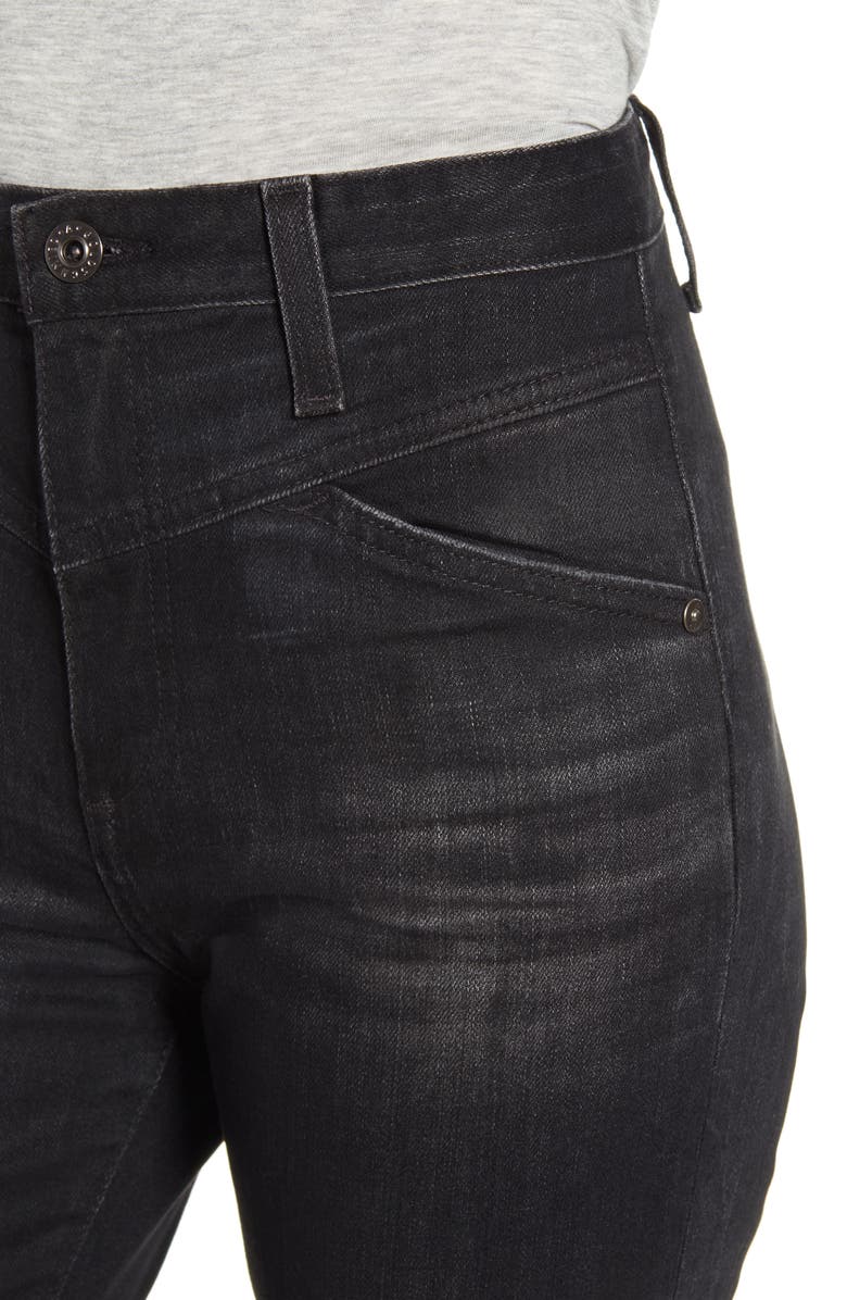 AG Isabelle X High Waist Ripped Raw Hem Ankle Jeans, Alternate, color, 2Yrs Distinct Black